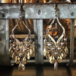 Antiqued Chandelier Gold Toned Earrings